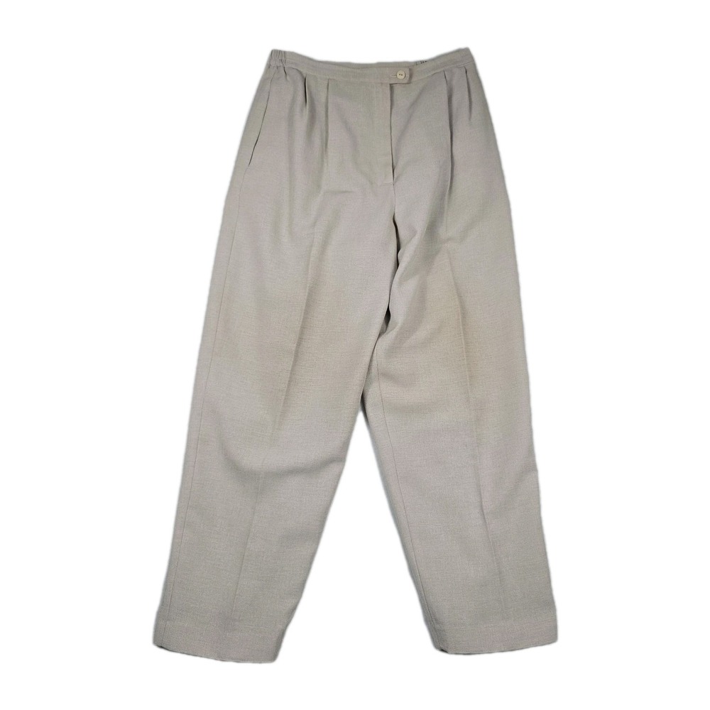 Patchington Petite Beige Pleated High Rise Tapered Trousers Pants 12P MM762L